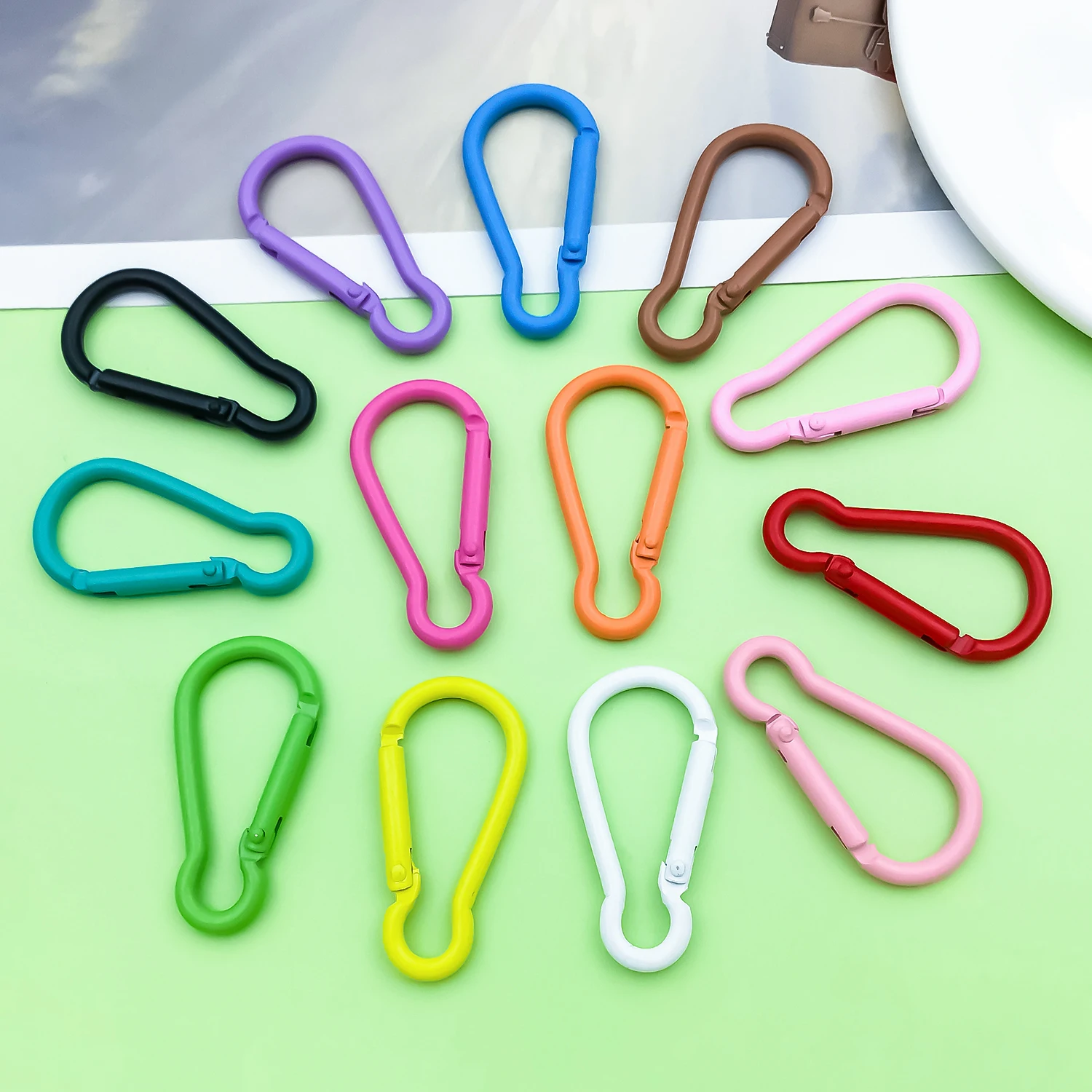 10pcs Alloy Key Chain Clip Colorful Gourd-Shaped Spring Buckle Hook For DIY Outdoor Camping Charms Handbag Key Ring Accessories
