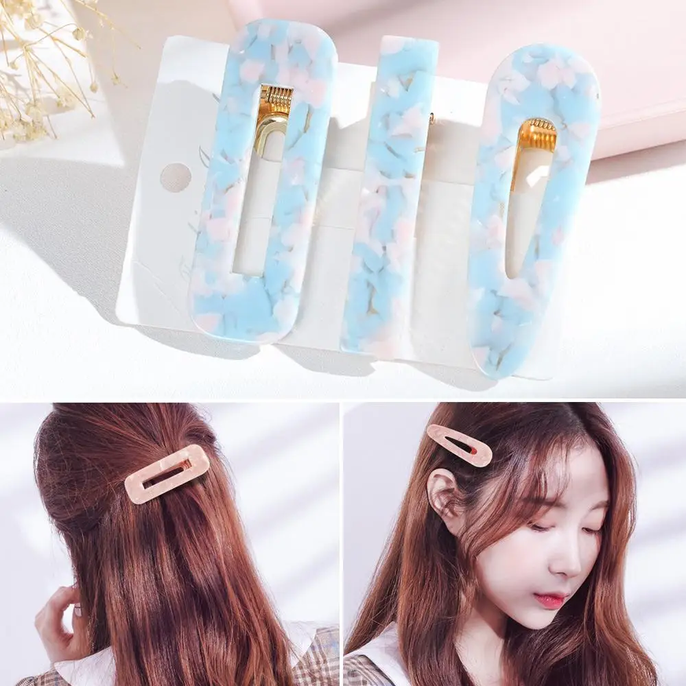 3PCS Styling Tools Women Girls Headwear Barrettes Set Hair Clips Acetate Geometric Hairpins