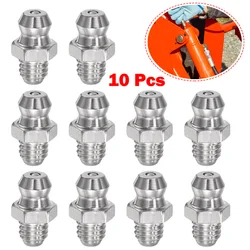 10Pcs Stainless Steel Straight Hydraulic Grease Fitting M6 X 1mm Thread Silver Hydraulic Grease Nipple Machine Tool Supplies