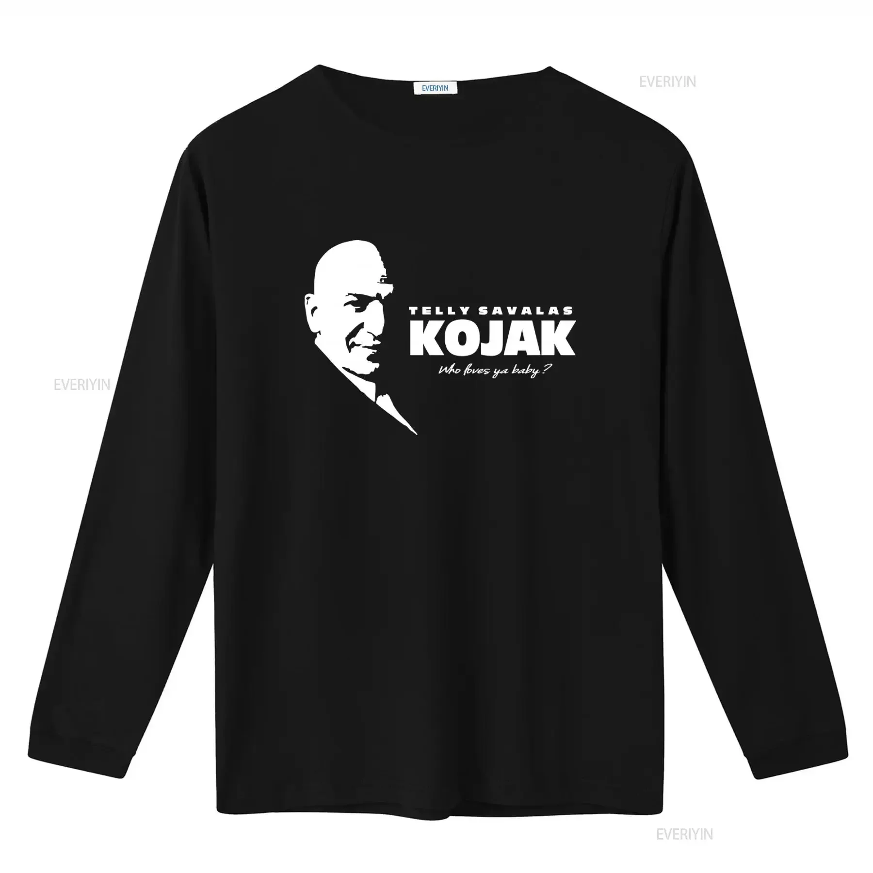 KOJAK Telly Savalas Detective T shirt 100 cotton High Quality Who loves ya baby Print vintage Washed homme Stretched Versatile