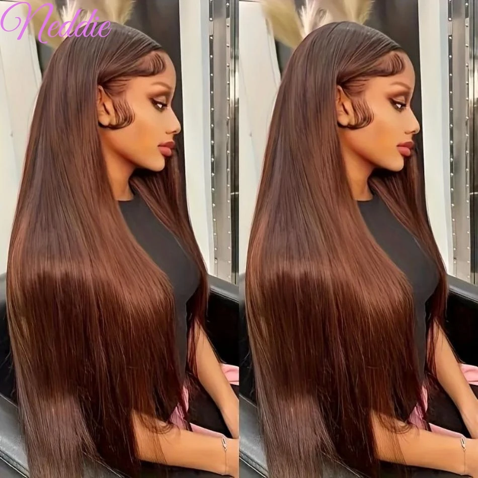 Chocolate Brown Bone Straight Wigs 40 Inch Brazilian Human Hair Wig 13x6 HD Lace Frontal Wig 13x4 Lace Front Wigs Colored For Wo