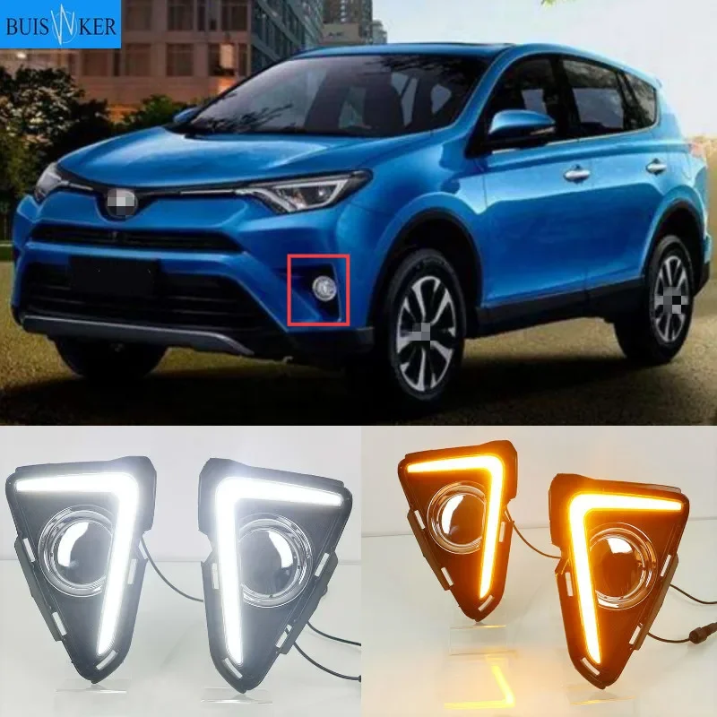 

2PCS For Toyota RAV4 2016 2017 2018 Car LED DRL Daytime Running Lights With Turning Signal Fog Lamp Auto Lights Lamp Accessories