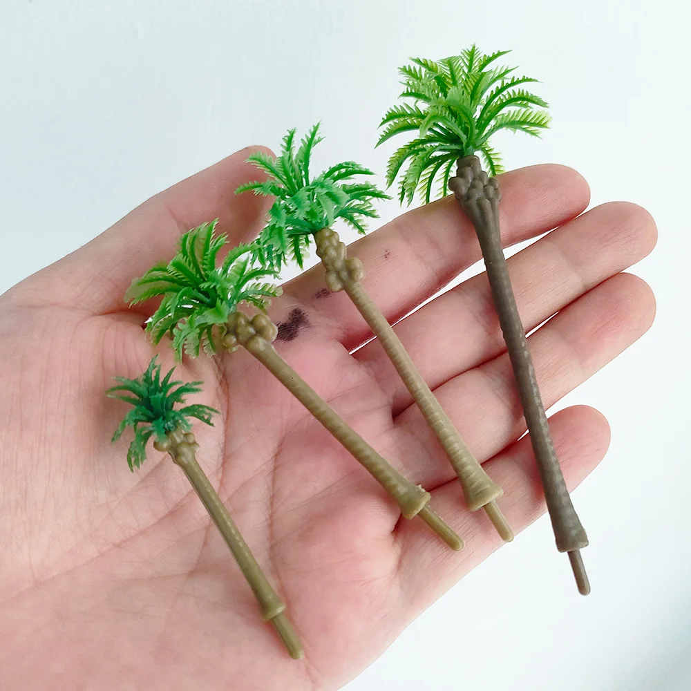 5/10/20pcs Plastic Palm Tree Model Artificial Craft Coconut Micro Landscape Plants Miniature Desktop Decoration Height 48-100MM