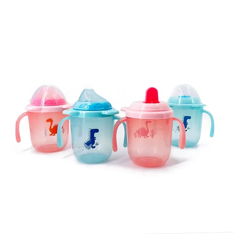 Baby Learning Drinking Cup Infants Feeding Hand Shank Bottles Child Water Cup with Double Handle Leakproof Infants Duckbill Cup