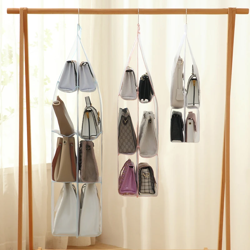 Hanging Handbag Organizer Wardrobe Closet Transparent Storage Bag Door Wall Clear Sundry Shoe Bag Hanger Pouch Accessories Stuff