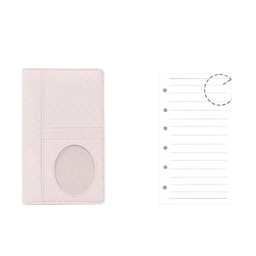 DIY PU Cover A6 Loose Leaf Notebook Polka Dot Clip-on Diary Book Blank Grid Lined Pages Pink Album Stationery Girls