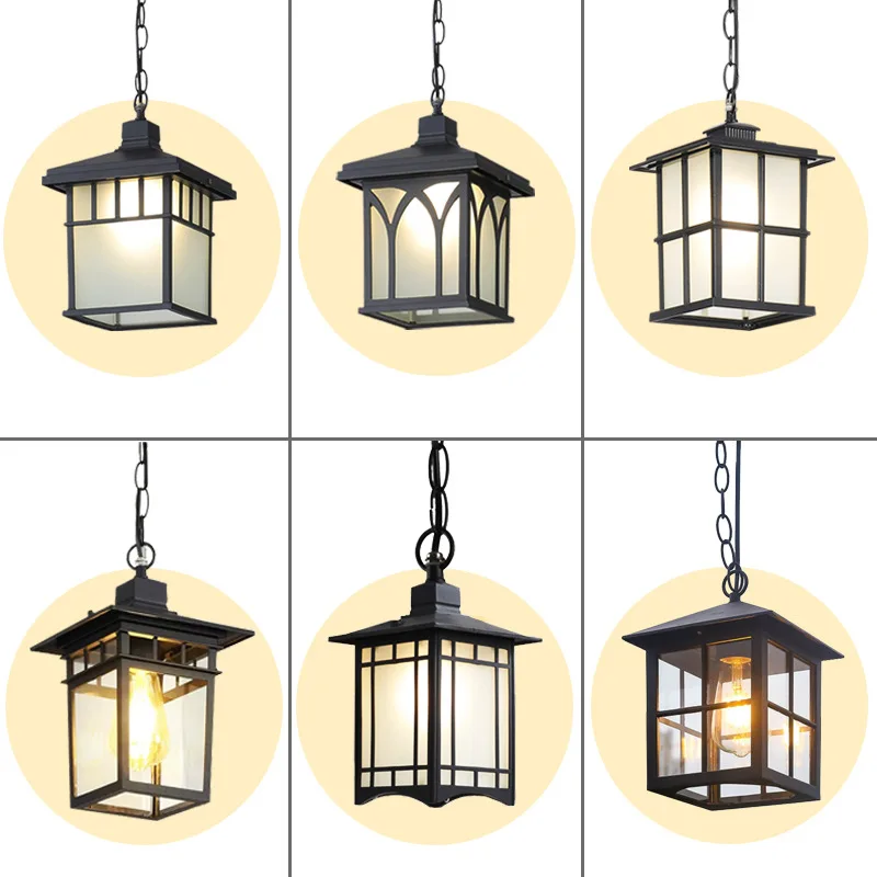 

American chandelier outdoor waterproof and rust-proof courtyard lamp corridor aisle balcony lamp outdoor villa garden small chan