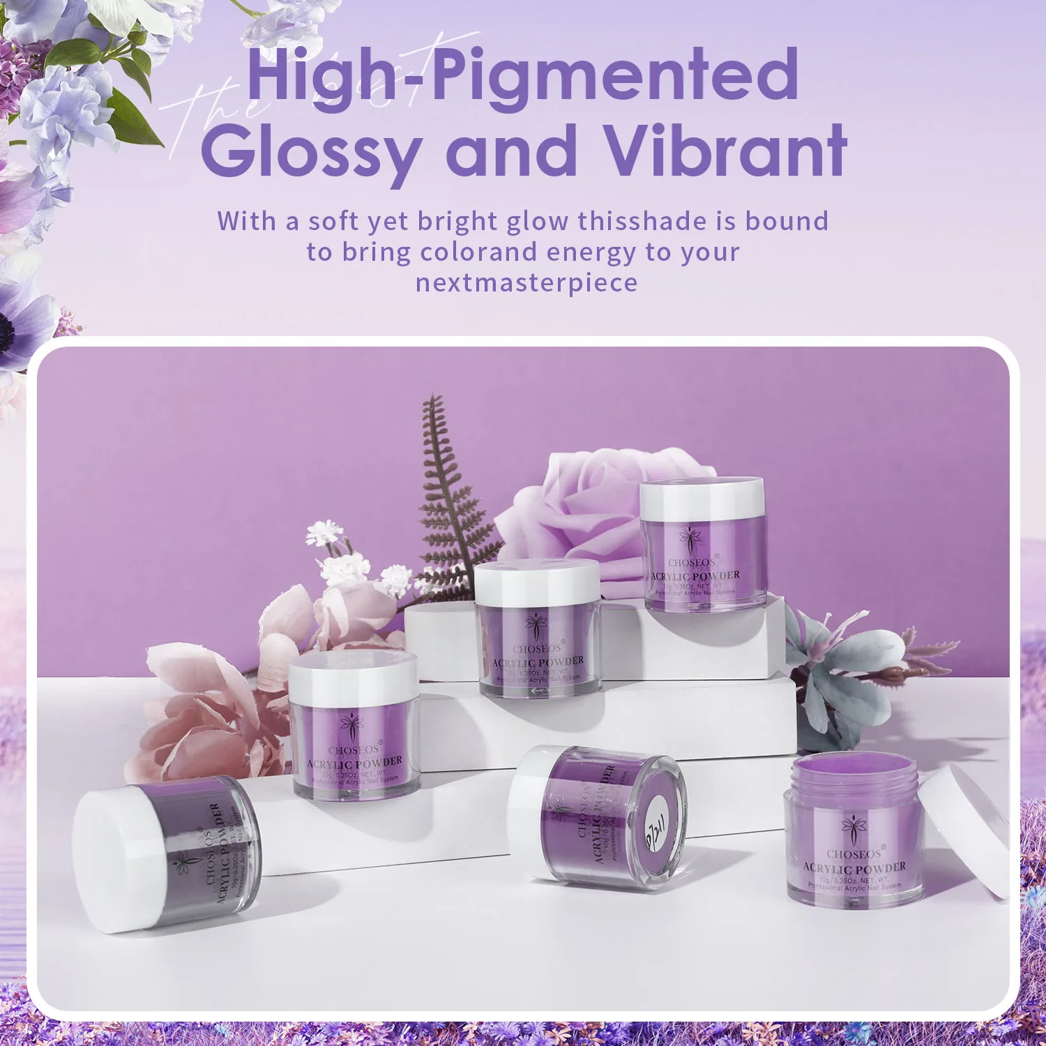 เล็บ 6 สี DIY ประติมากรรมผงสีคริสตัลเล็บผง 6 สีชุดประติมากรรมผง 10g ขวด