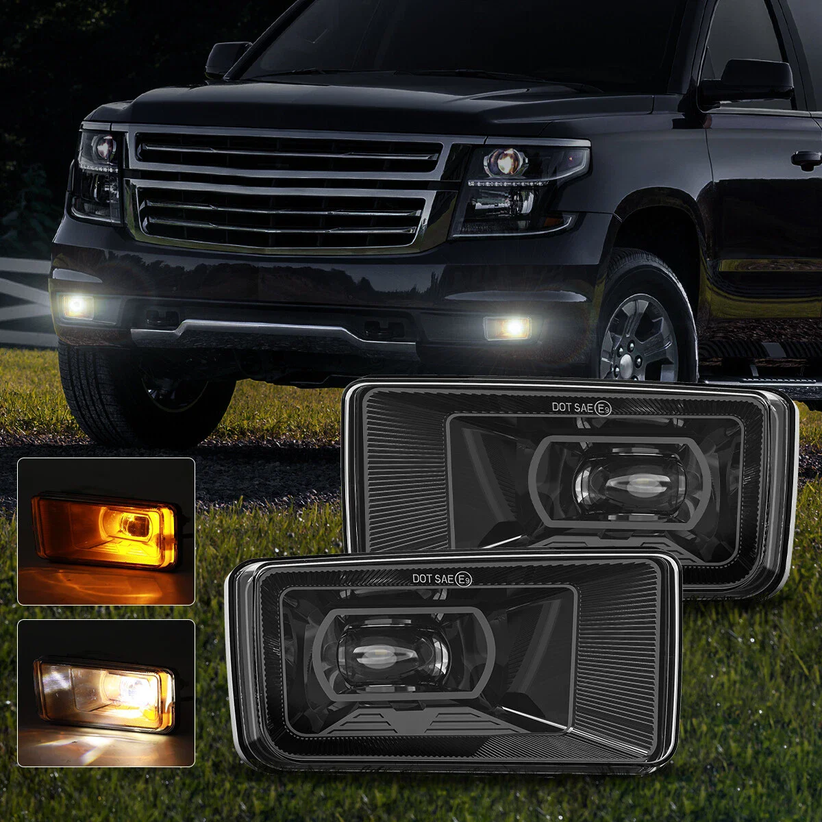 For Chevrolet Silverado 2007-2015 Front Fog Lamp Assembly Led White Fog Light 45W DRL Amber Daytime Running Light Accessories