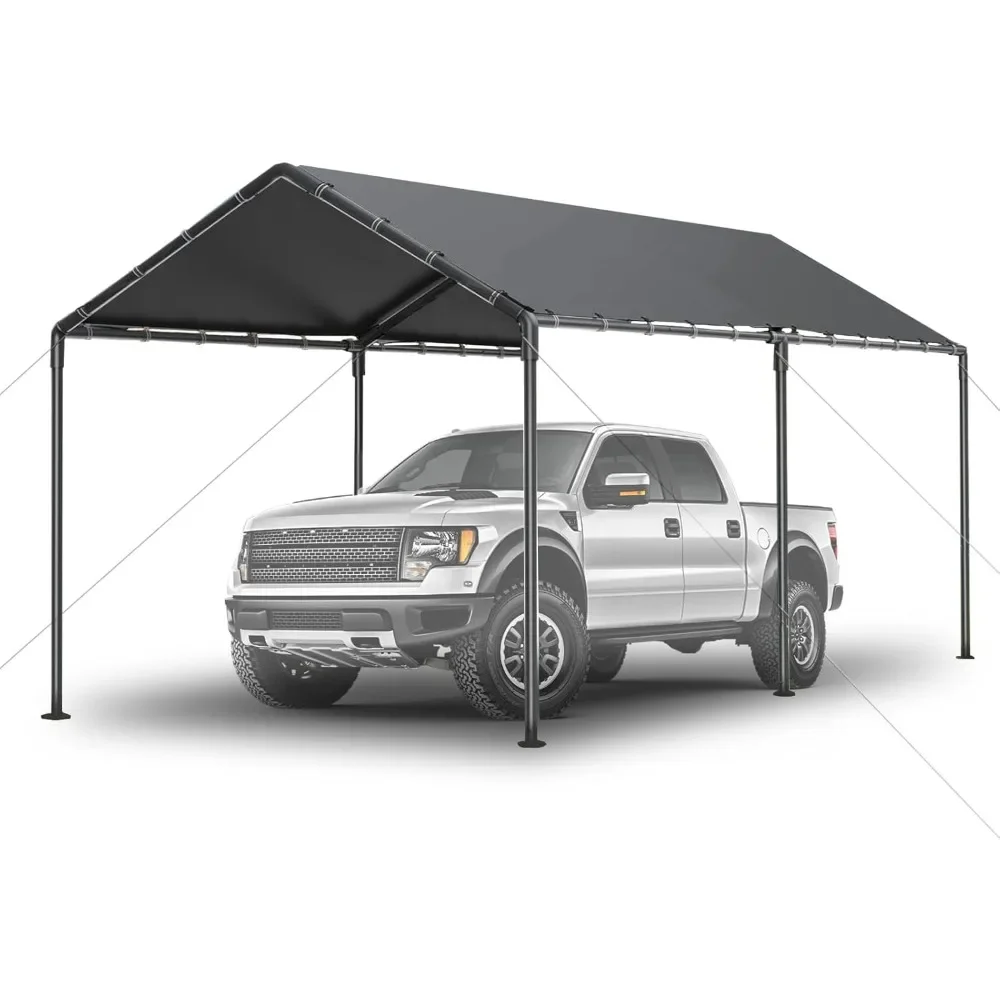 

Outdoor Carport 10x20ft Heavy Duty Car Tent, Portable Garage Canopy Storage Shed, All-Season Tarp Tent for Car, Party (GY)
