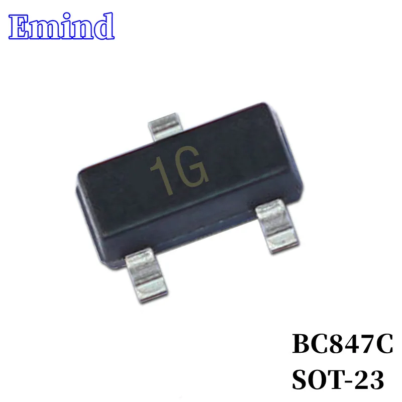 500/1000/2000/3000Pcs BC847C SMD Transistor SOT-23 Footprint 1G Silkscreen NPN Type 45V/200mA Bipolar Amplifier Transistor