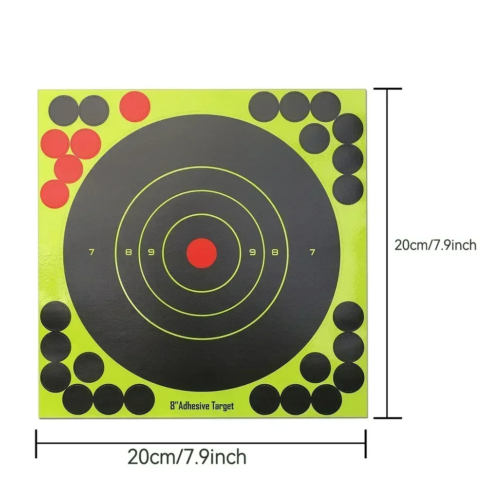 100pcs Paper Target Stickers Adhesive Reactivity Shoot Targets Outdoor Shooting Practice Hunting Training 8*8inch Shot Target