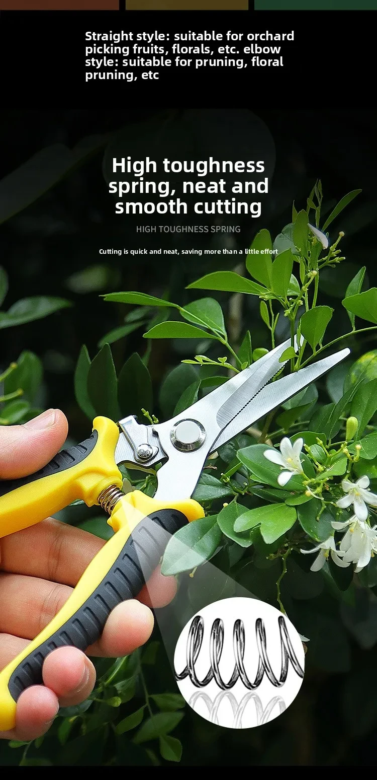 190 mm Gartenschere mit geradem Kopf, rutschfester Griff, Edelstahl-Outils-Handbücher, Haushalts-Bonsai-Gartenschere, Pruing-Schere – Detail 8