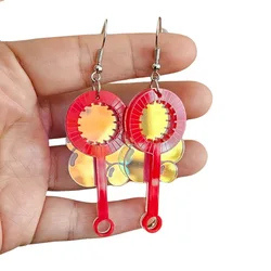 Whimsical Spring Iridescent Bubbles with Wand Earring Laser Cut Summer Jewelry