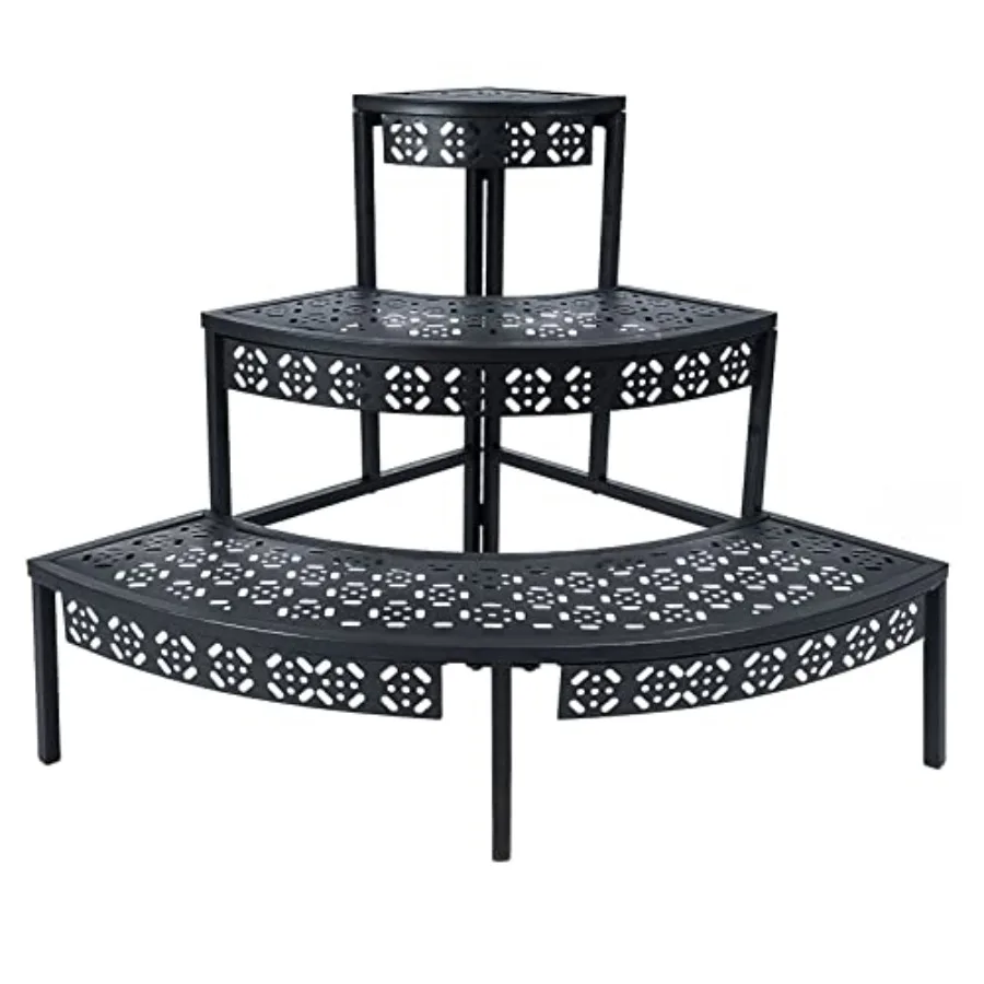 

Трехуровневая полукруглая подставка для растений, органайзер для цветочных горшков, держатель для растений, уличные металлические полки для хранения