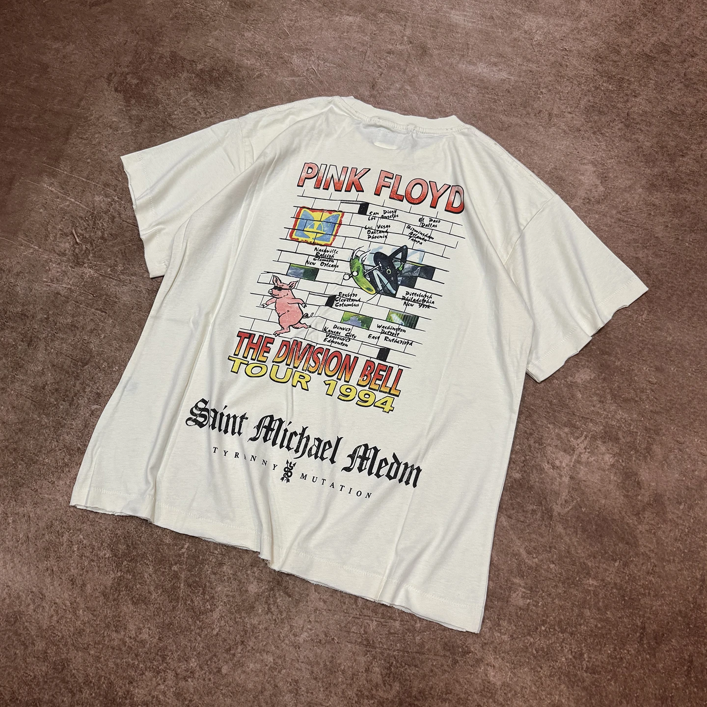 Vintage Summer Double-Sided Statue Print Short-Sleeve T-Shirt Men's Loose Fitting Distressed Trendy round Neck Casual Top