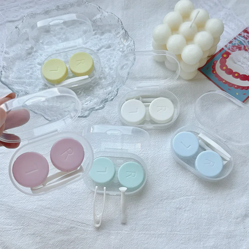 1 قطعة حافظة عدسات لاصقة ملونة كريمية للعيون طقم سفر حامل زجاجي عدسات لاصقة لمستحضرات التجميل حاوية علب ملحقات السفر #1