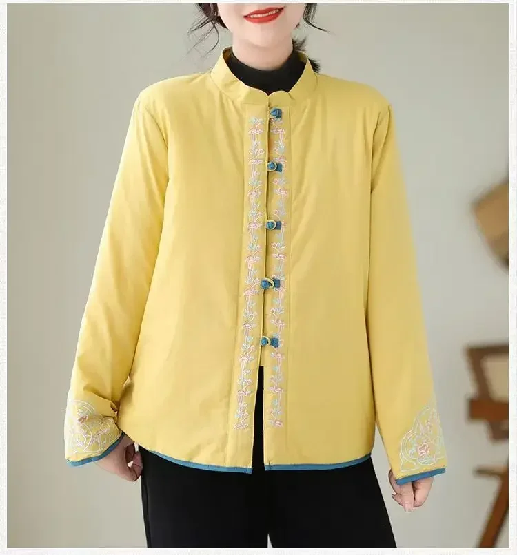 Chinese Style Women Coats Cotton Padded Winter Vintage Thick Warm Jacket Women Casual Outwear Ladies Chinese Tops