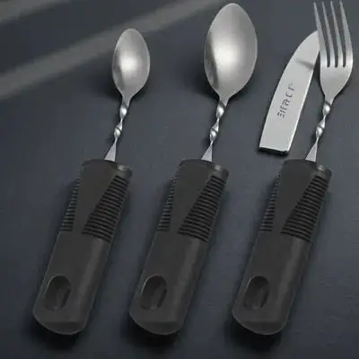 

3Pcs Durable Adaptive Cutlery Set for Elderly and Disabled Bendable Spoons Forks Non Slip Textured Handle Practical