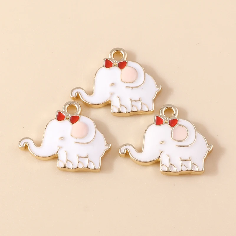 20 Stück 18x15mm Cartoon Tier Charms Emaille Elefant Charms Anhänger für Schmuckherstellung Halsketten Ohrringe DIY Bastelzubehör – Detail 6