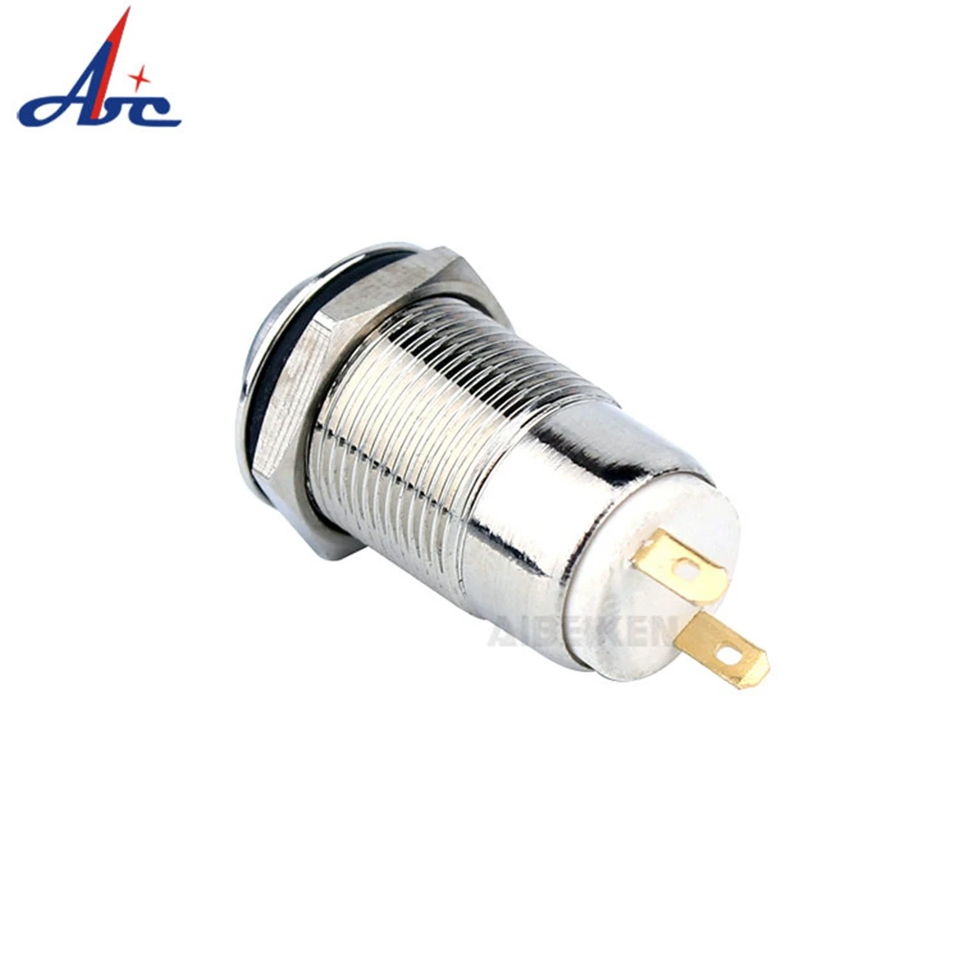 ABILKEEN 12MM High/Flat Head Mini Push Button Switch 1NO Momentary/Latching waterproof metal switch with 2Pin Terminal