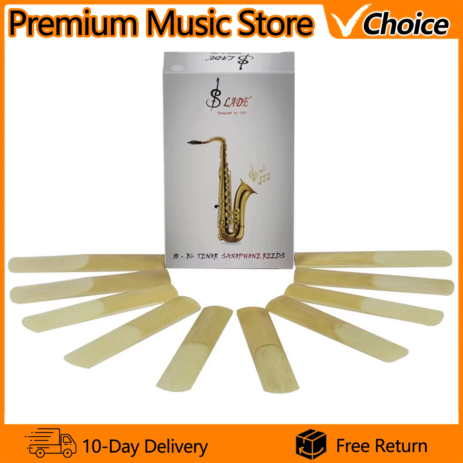 SLADE Bb Tenor Saxophone Reeds Strength 2/2.5/3 Saxophone Sax Reeds 10Pcs Professional Woodwind Instrument Parts & Accessories