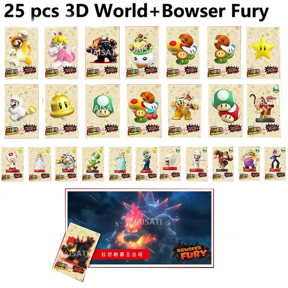 Super 3D World Bowser’s Fury cat peach Bowser Jr card Unlock props for switch