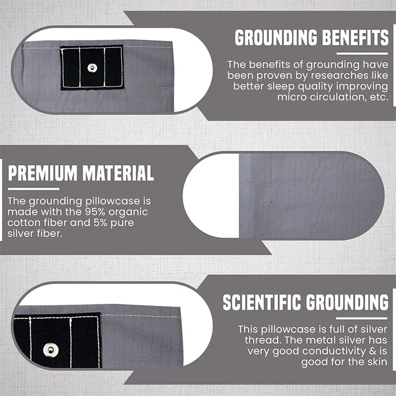 1PCS Earthing Ground Pillow Case For Health & EMF Protection Improves Sleep Conductive Silver Fiber Cotton 95% Pillowcase
