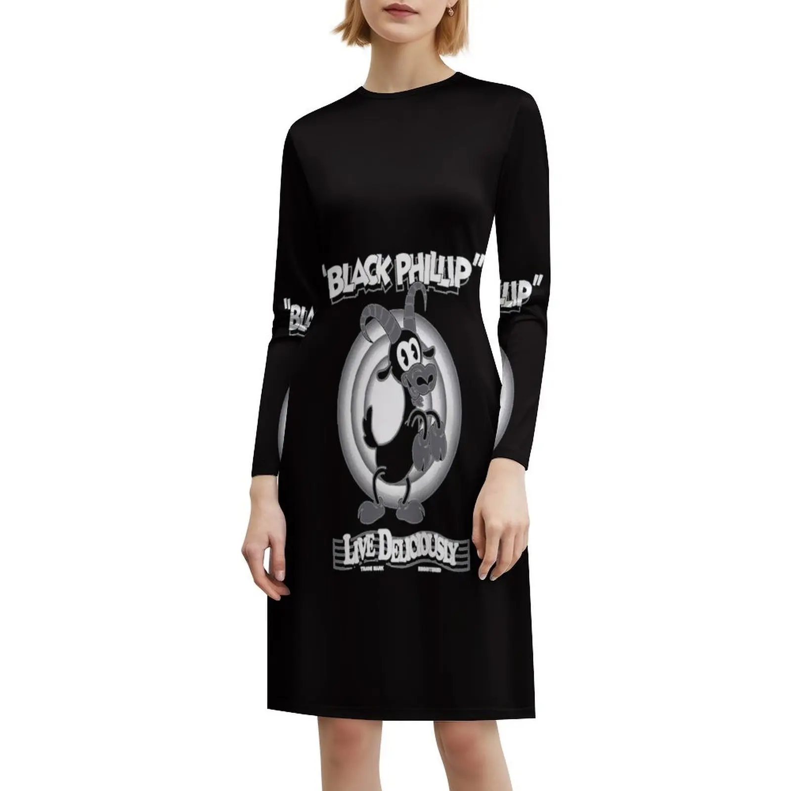 أسود-فيليب --- كارتون عتيق --- فستان كاجوال على الطراز الكوري للنساء فساتين مكتب يومية بسيطة للسيدات ملابس نسائية