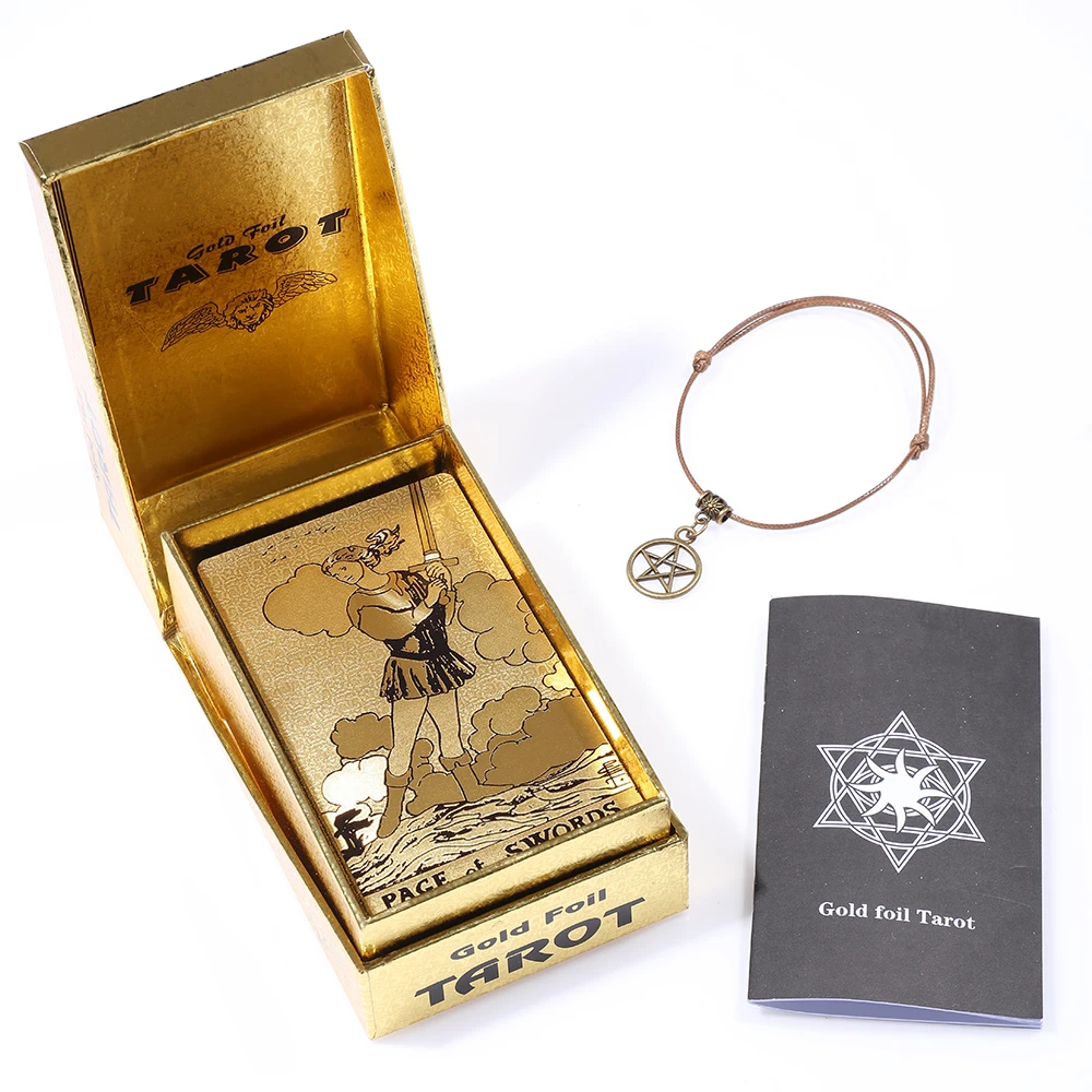 

New Gold Foil Tarot Gold Flip Box Table Game Prediction Card PVC Waterproof and Wear-resistant High-end 80 Astrological Gifts