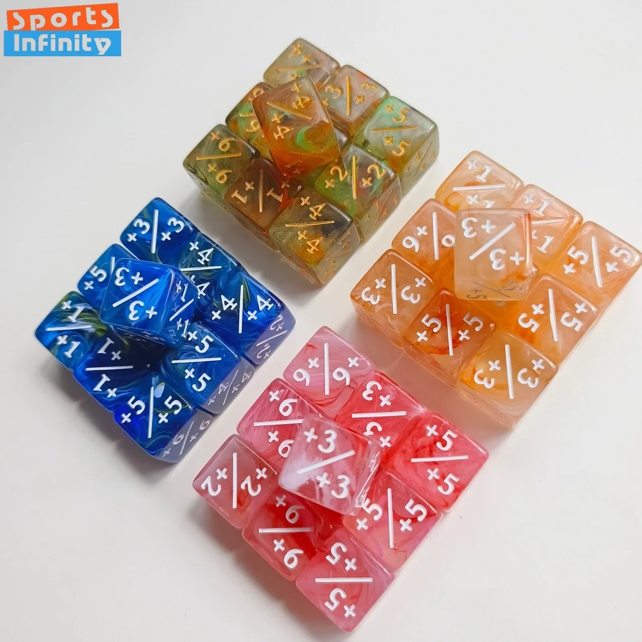 

10 шт./компл., 16 мм, трехцветные, с добавлением и вычитанием, положительный отрицательный символ, набор кубиков Dnd D6, цифровые кубики для настольной игры, карты Wanzhi