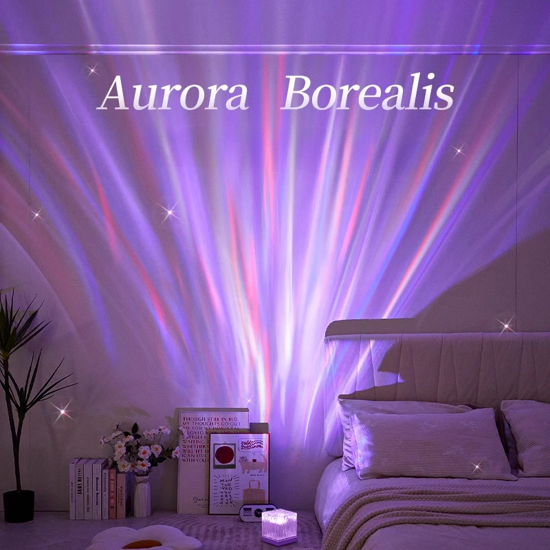 

Лампа Aurora Borealis с подзарядкой от USB, ночник для проектора в виде ряби воды, RGB хрустальная лампа, комнатное украшение, лампа для настроения