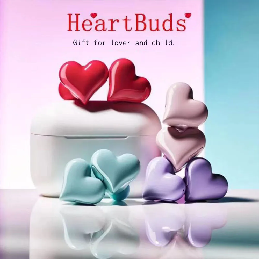 New  Heart Shaped Wireless Bluetooth Headphones Heart Shaped Earphones woman Earphone High Quality Heart Earbuds Girl Gift