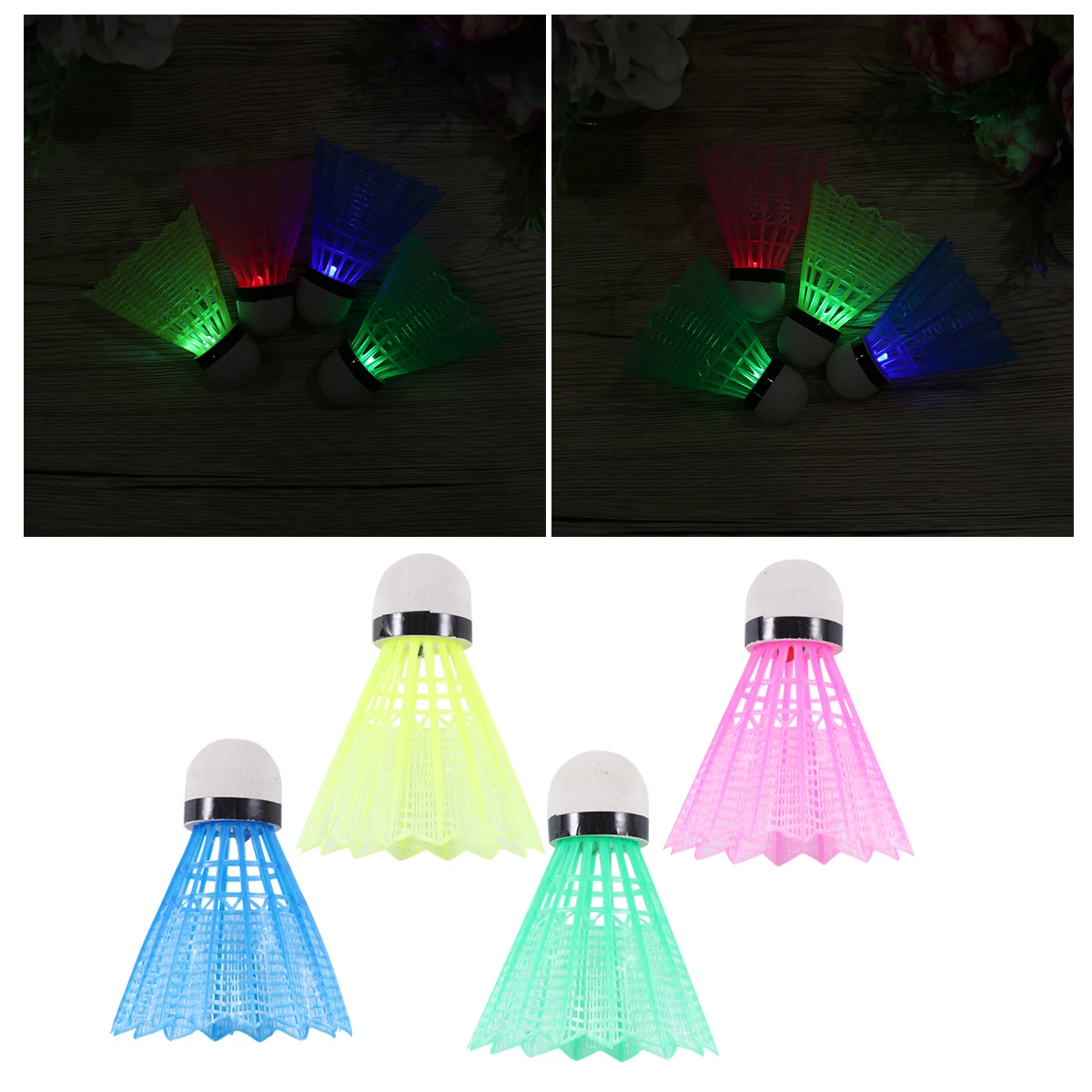 

4 PCS Badminton Color LED Light Luminous Balls Durable Shuttlecock Shuttlecocks