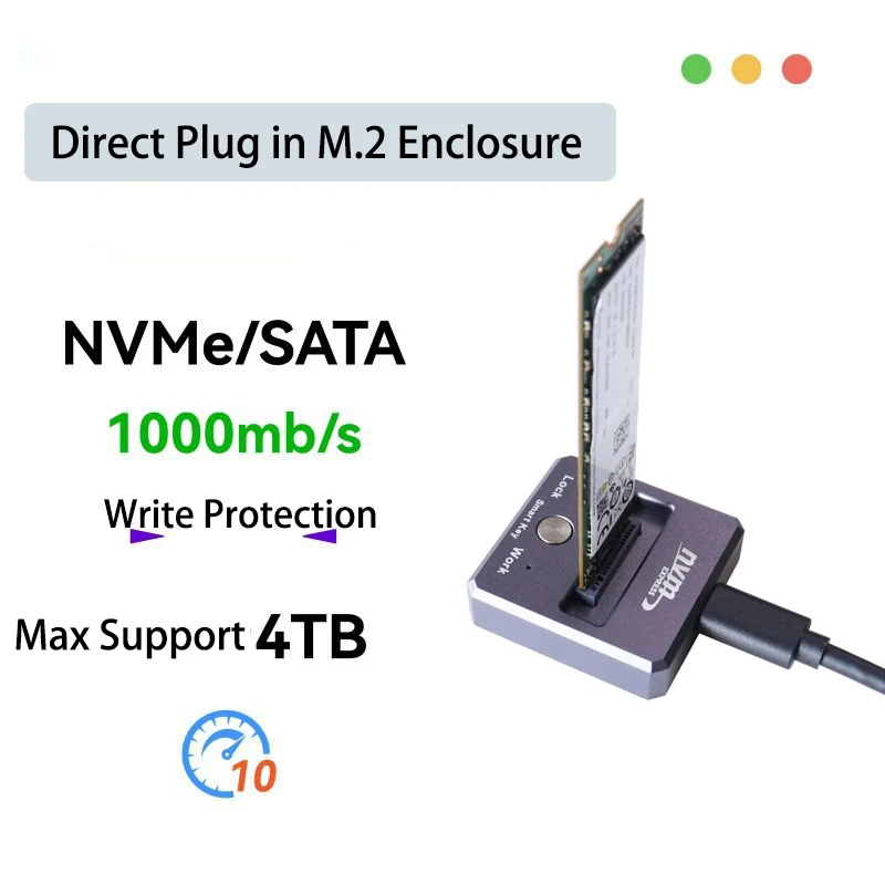 10Gbps M2 SATA NVMe to USB 3.1 Docking Station Direct Plug in SSD Adapter M.2 Case for 2230 2242 2280 22110 M2 SSD Enclosure