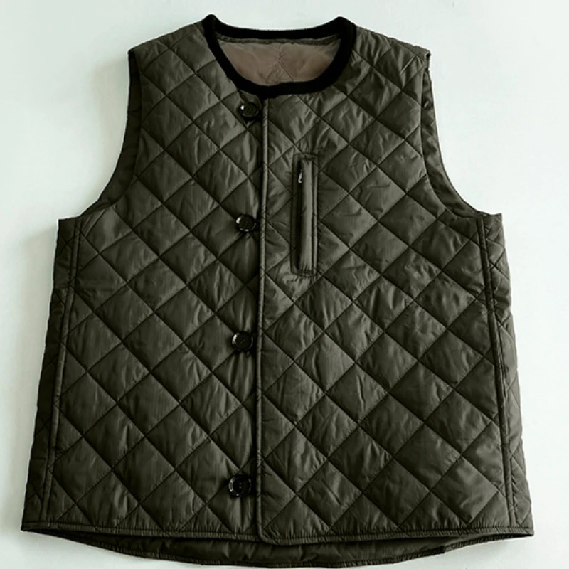 Lingge Vest,!! Versatile Vest for Women, Straight Tube, Quilted Buckle, Layered, Autumn and Winter, 2024