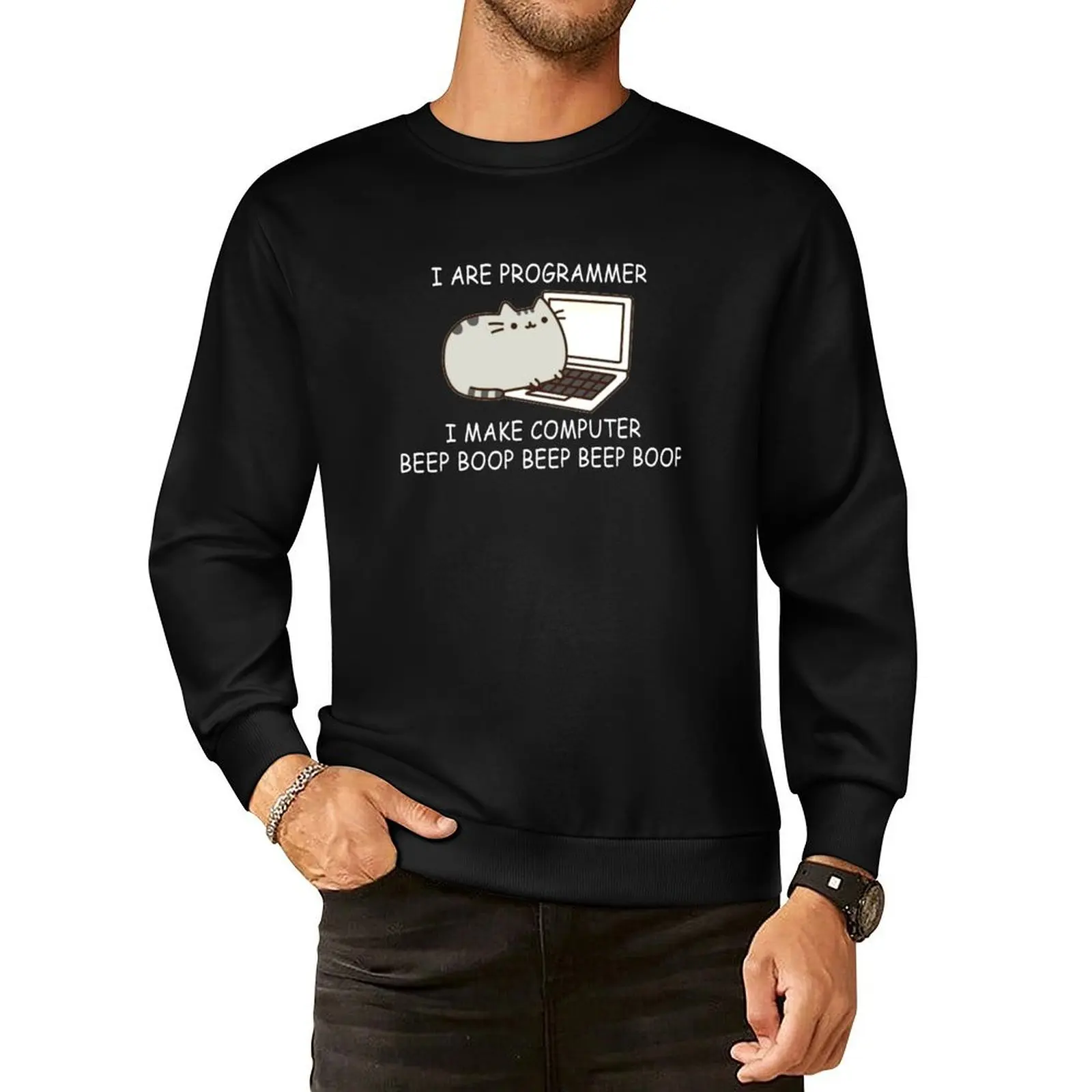 

I are programmer I make computer beep boop beep beep boop coder black shirt mug Pullover Hoodie