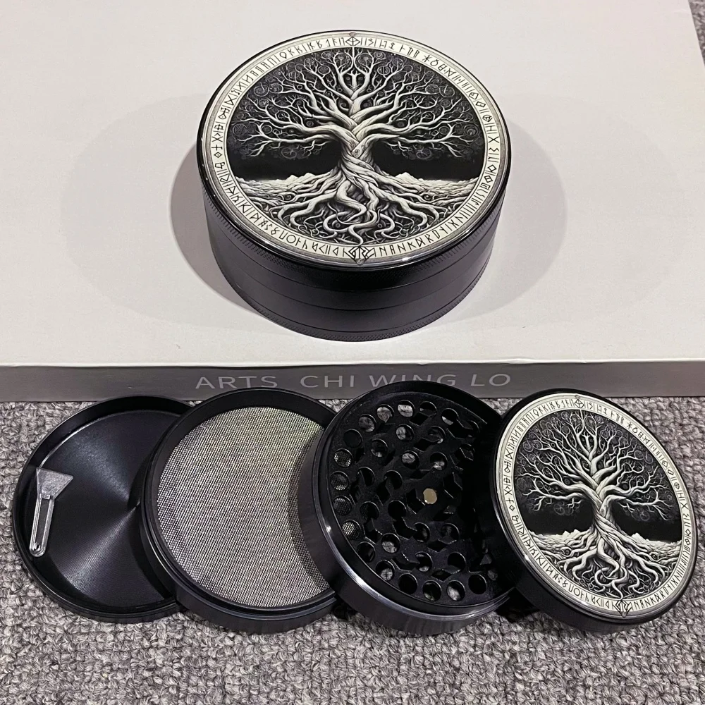1.6/2/2.5/3/3.9inch Tree Herb Grinder 4-Layers Metal Mortar Manual Bud Grinder Cigarette Tobacco Grass Smoking Accessories Gift