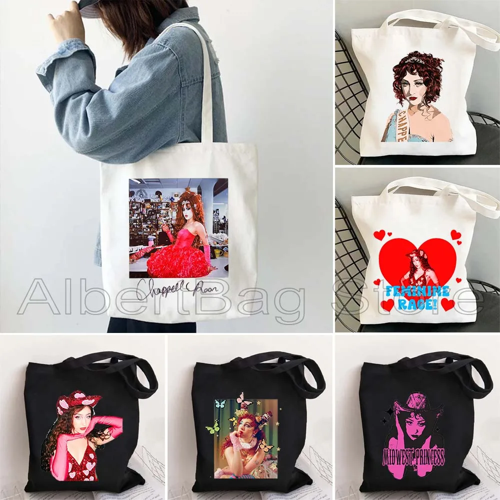 

Pink Pony Heart Chappell Roan Angel Portrait Good Luck Poster Fan Cute Gifts Women Canvas Shoulder Tote Bag Harajuku Handbag
