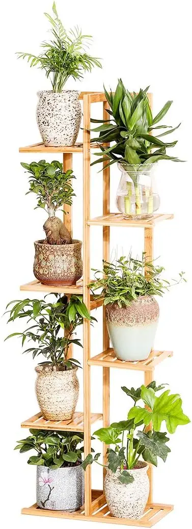 

6-Tier Bamboo Plant Stand for Indoor Outdoor Use - Potted Flower Shelf for Patio, Garden, Balcony, Corner