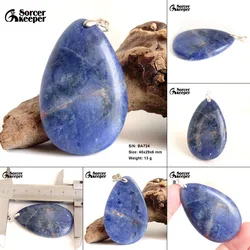 Natural Healing Gemstone Pendant Sodalite Crystal Water Drop Pendant Blue-vein Stone Quartz Polished Necklace Jewelry Gift BA688