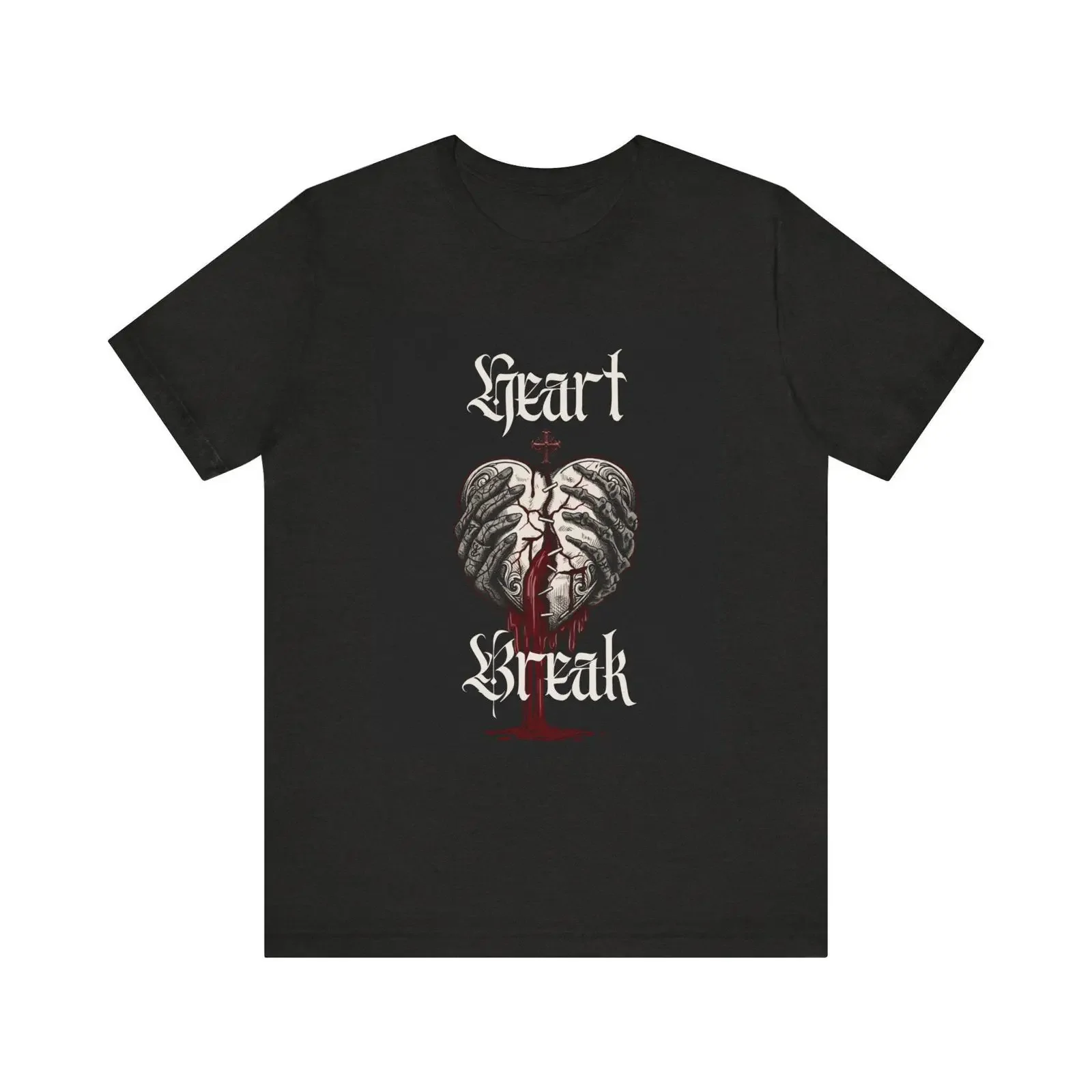 Heartbreak anatomical heart tee Gothic blood split design vintage Washed fashion streetwear Versatile Slightly