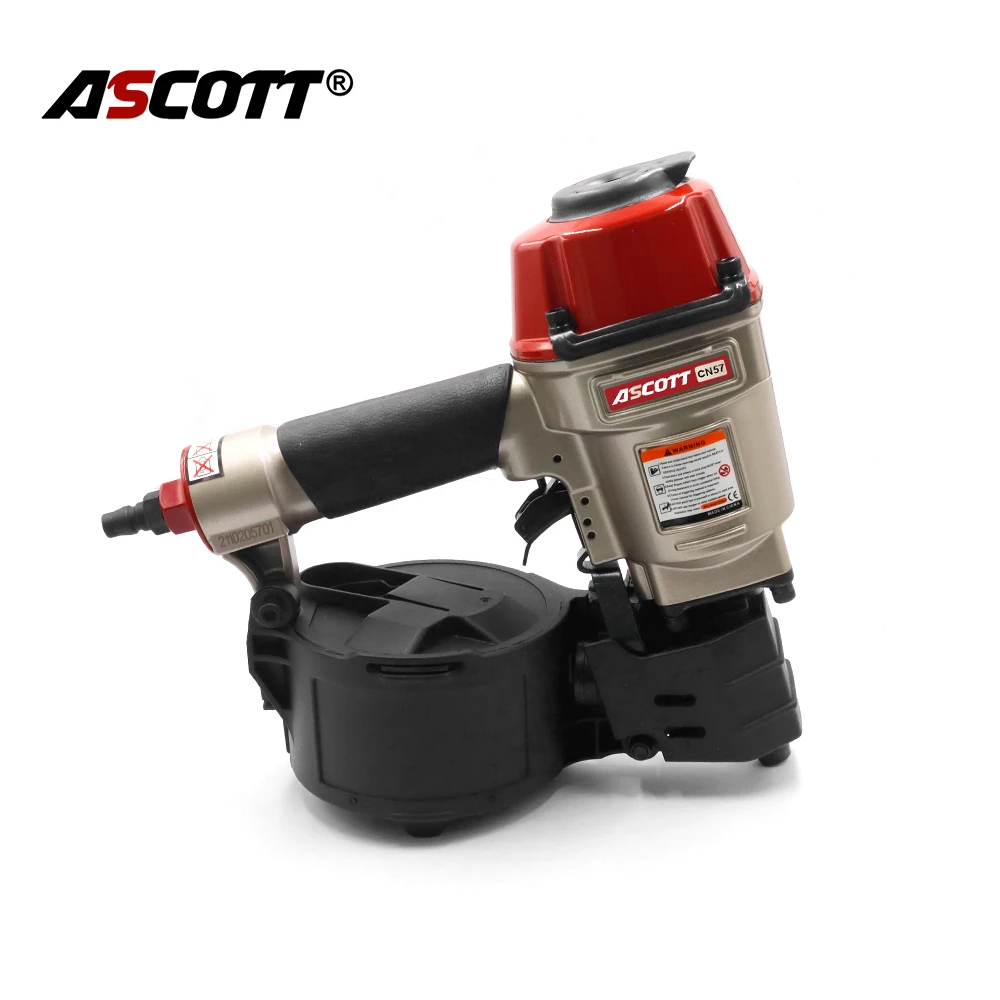 Ascott Pneumatic Coil Nailer CN57 Industrial Pallet Nail Gun 25-57mm for Making Wood Box Fence Roof Sheath