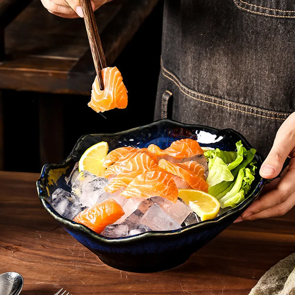 

Ceramic Serving Bowl Japanese Style Multi-Function Salad Soup Dinner Food Bowl Household Food Accessory Home Accessory