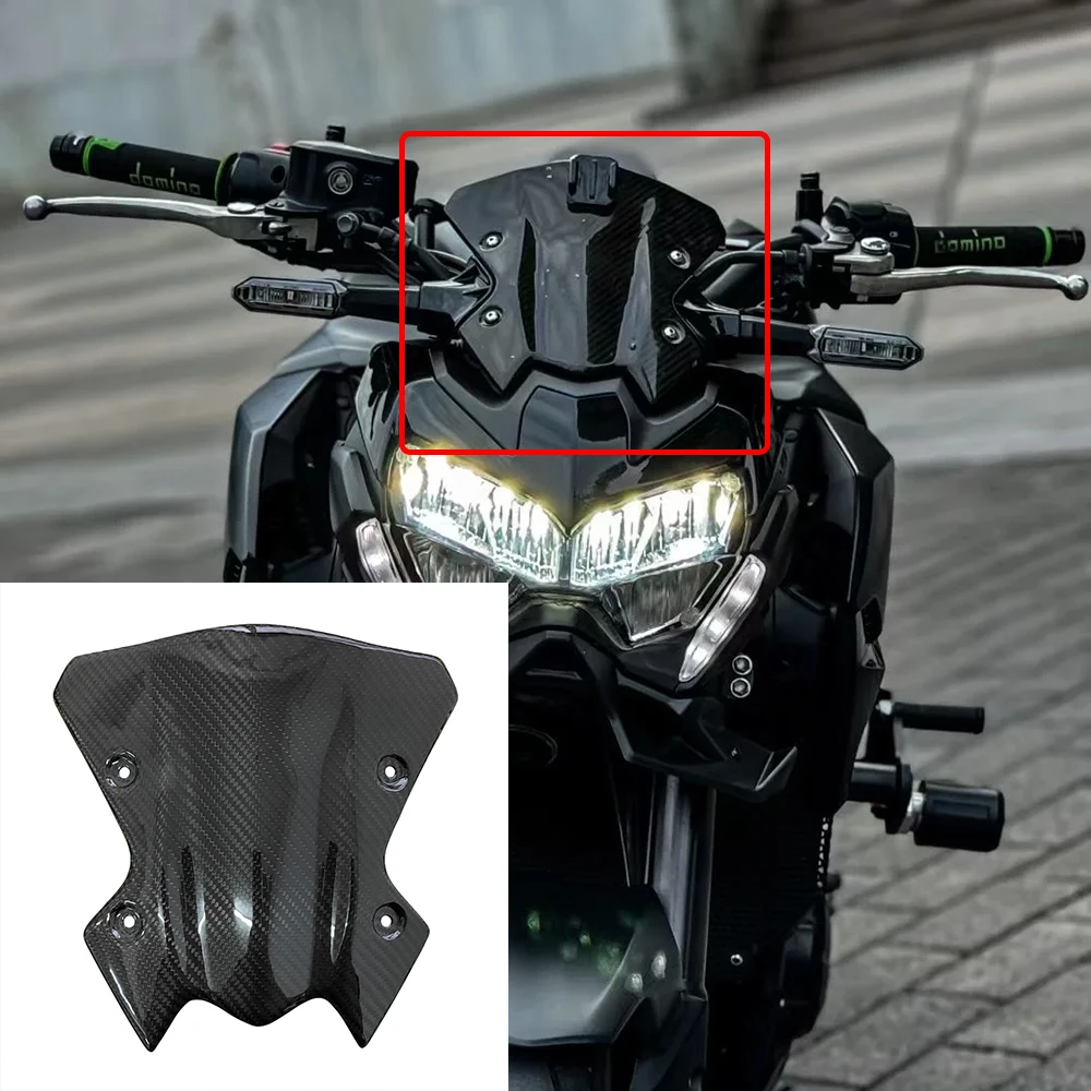 For Kawasaki Z900 2017-2023 Front Windshield Windscreen Motorcycle Carbon Fiber Wind Deflector Panels Fairing