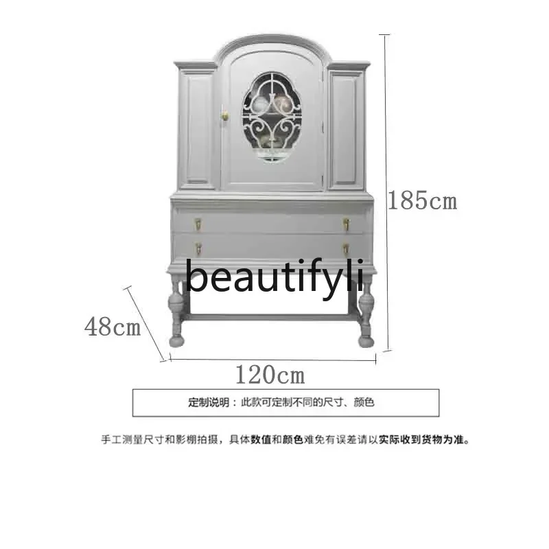 zxqXZQFrench side cabinet light luxury retro solid wood wine cabinet integrated wall storage high cabinet