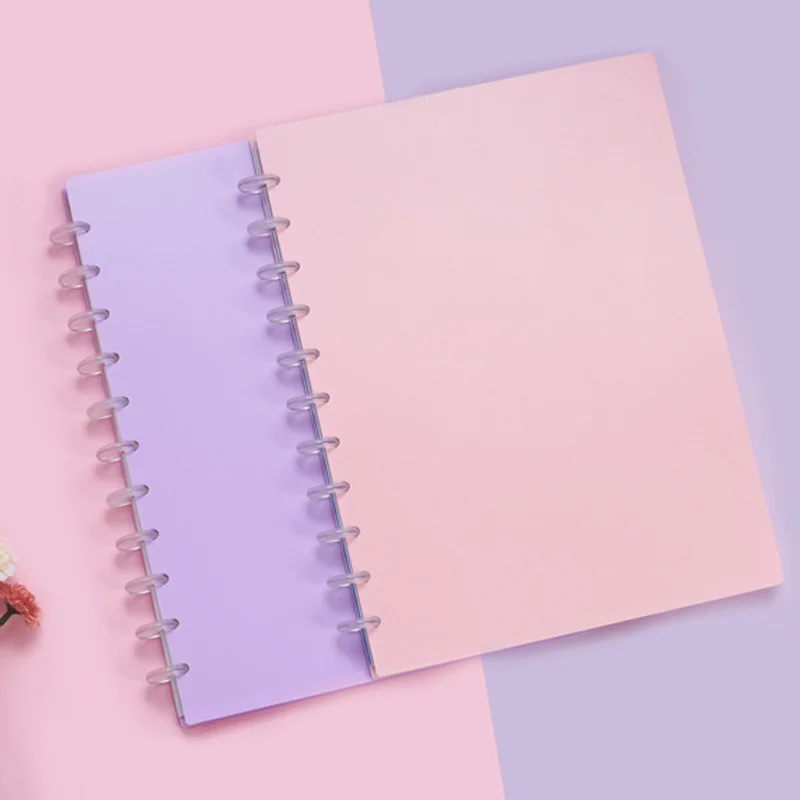 A5 B5 Loose-leaf Notebook Discbound Cover with Rings Discs Mushroom Hole Binding Ring Binder Notepad School Office Supplies