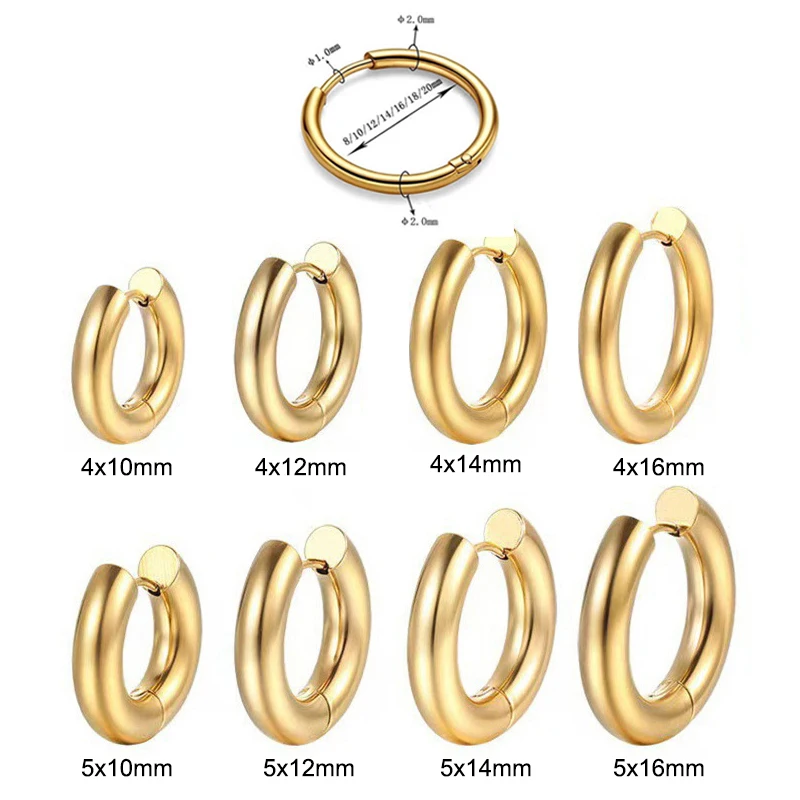 Classic Round Stainless Steel Earrings For Women Men Geometric Circle Ear Buckle Gold Silver Color Fashion Huggie Daily Jewelry