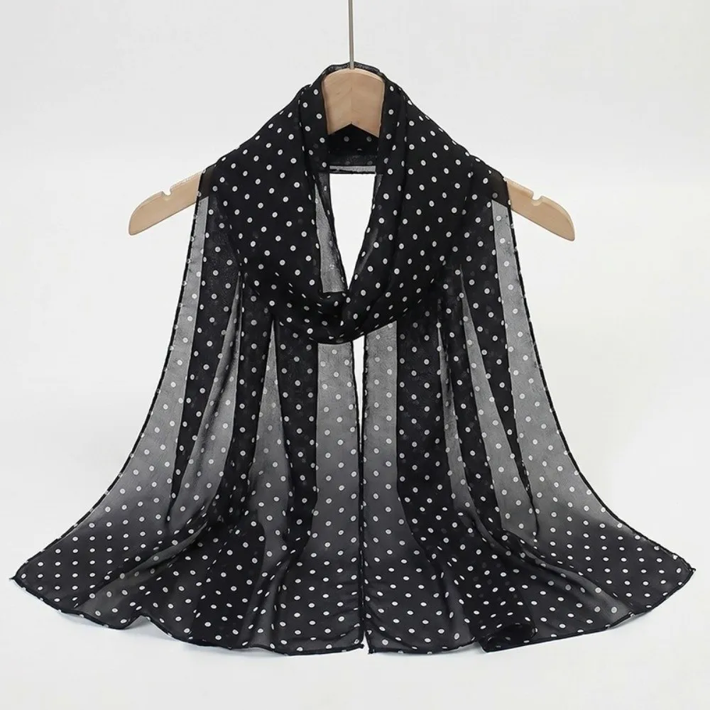 Fashion Polka Dots Beach Scarf Chiffon Soft Sun Protection Scarf Breathable Ultra-thin Lady Bandanas Summer Outing
