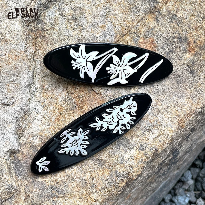 

ELFSACK 2025, осенние новые поступления, винтажные черные классические заколки для волос с орхидеей, элегантные заколки для женщин